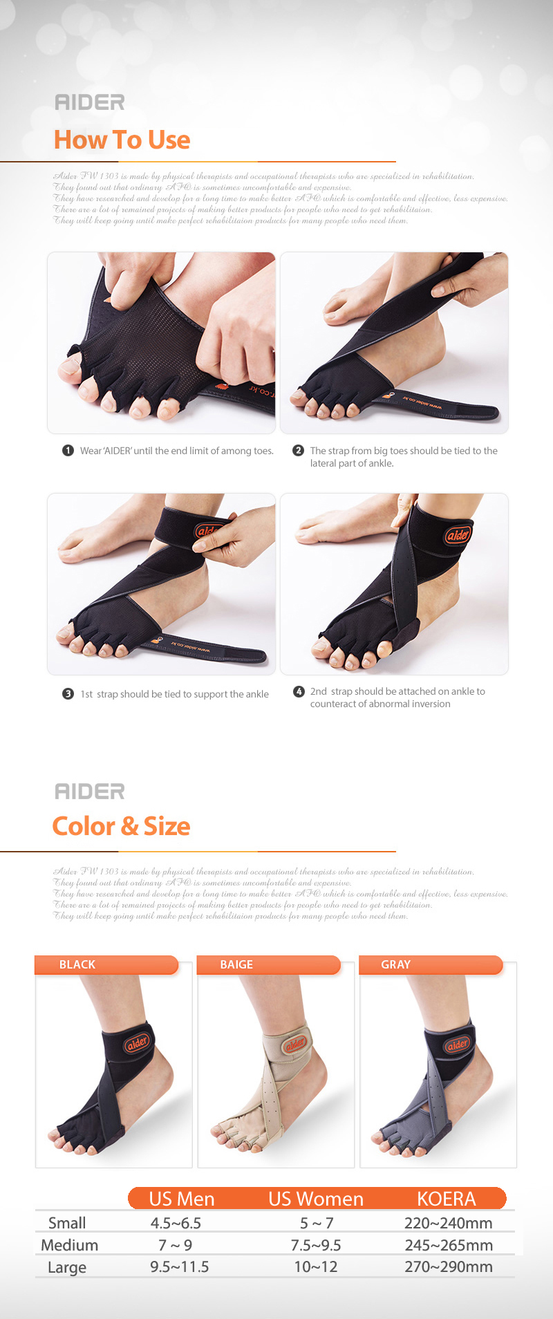 Black AIDER footdrop brace Ankle support AFO Orthotics dropfoot eBay