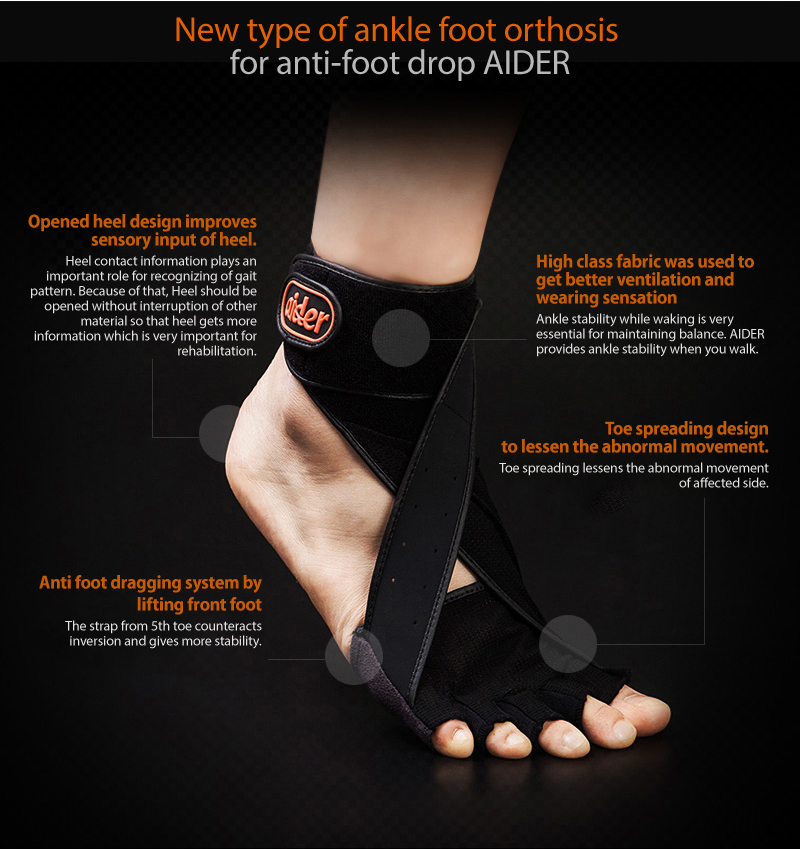 Black AIDER footdrop brace Ankle support AFO Orthotics dropfoot eBay