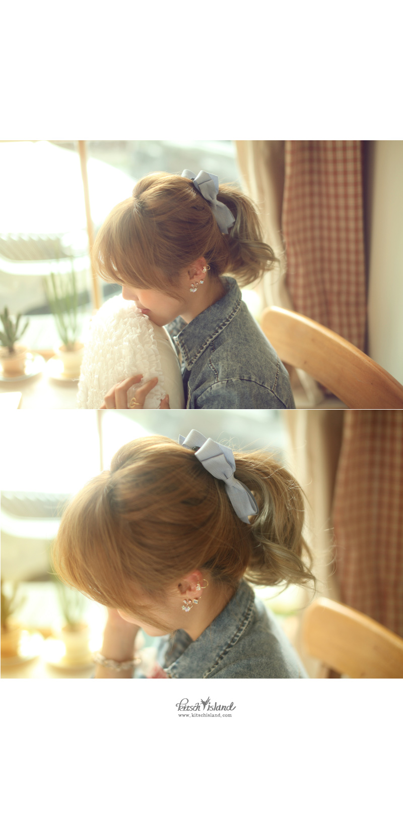 New Double Ribbon Striped Banana Hairpin Bundle Pi