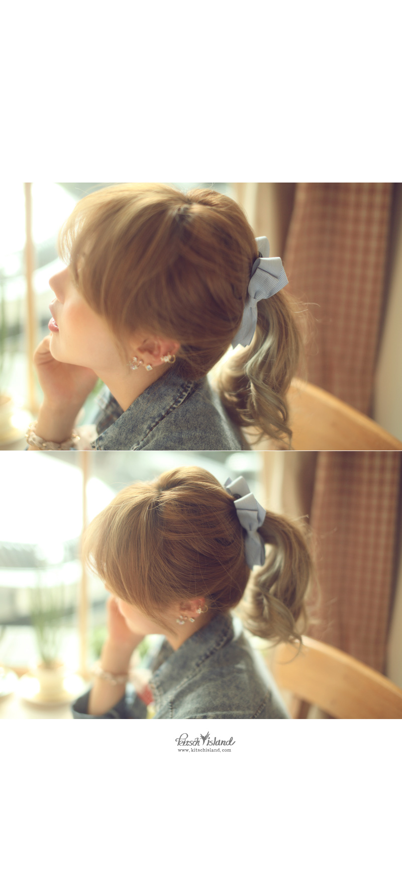 New Double Ribbon Striped Banana Hairpin Bundle Pi