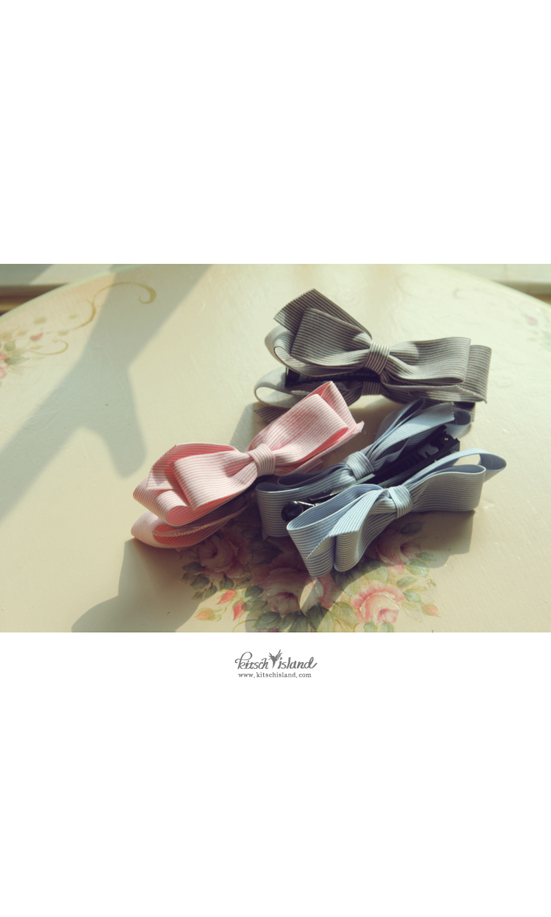 New Double Ribbon Striped Banana Hairpin Bundle Pi