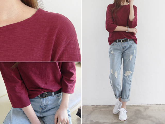 Cage 7 slabs T-shirt round tee Women's sleeve A