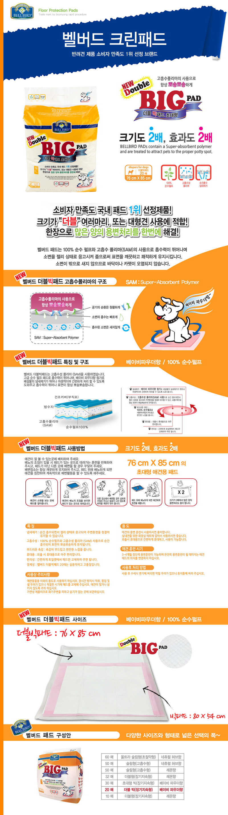 Bellevue double big pad 20 pieces doggy super larg