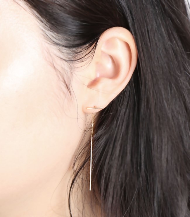 <b><p>14K Long Drop earri L043 Stick chain</p></b><b><p>14K ロング ドロップ イヤリ L043 スティックチェーン</p></b><br /><br /><p align='center'>