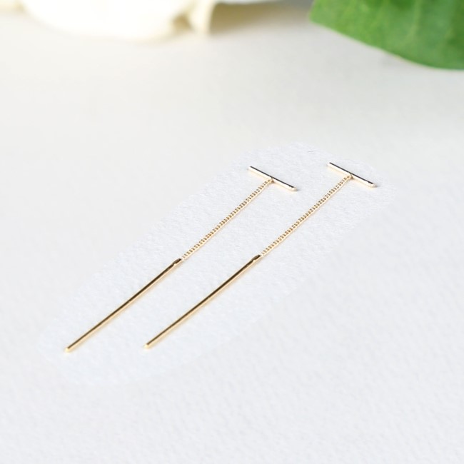 <b><p>14K Long Drop earri L043 Stick chain</p></b><b><p>14K ロング ドロップ イヤリ L043 スティックチェーン</p></b><br /><br /><p align='center'>