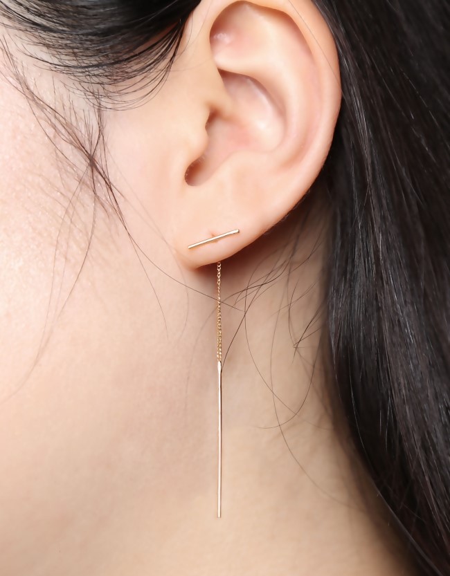 <b><p>14K Long Drop earri L043 Stick chain</p></b><b><p>14K ロング ドロップ イヤリ L043 スティックチェーン</p></b><br /><br /><p align='center'>