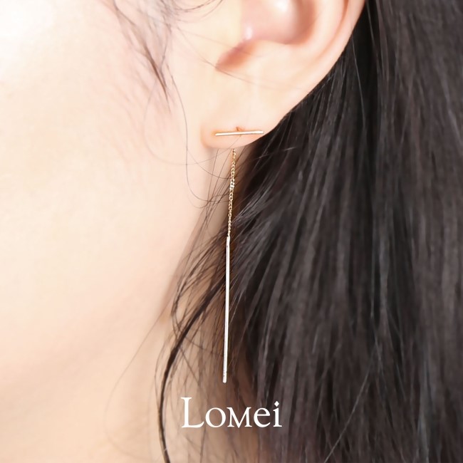 <b><p>14K Long Drop earri L043 Stick chain</p></b><b><p>14K ロング ドロップ イヤリ L043 スティックチェーン</p></b><br /><br /><p align='center'>