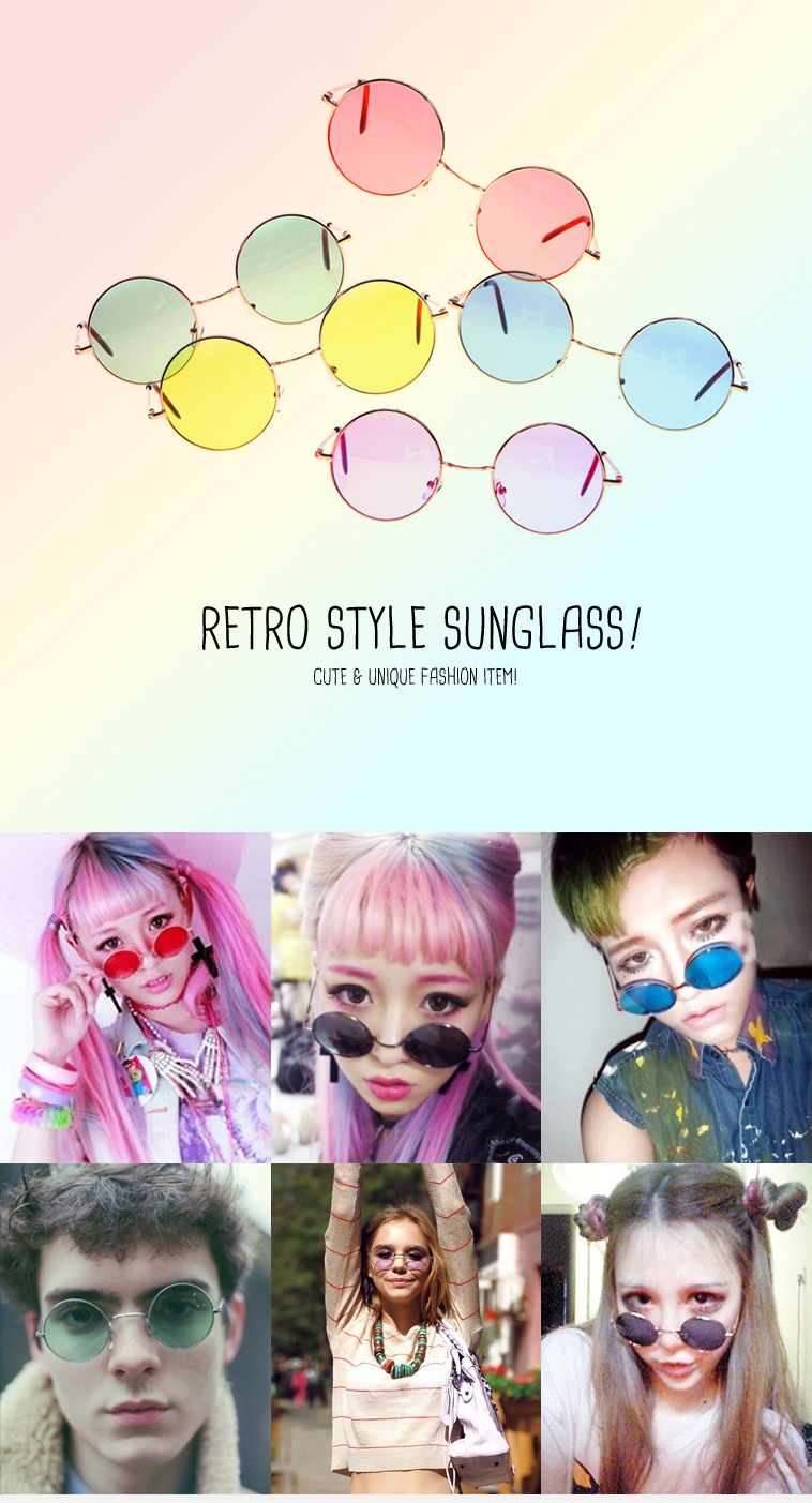 Tint Round Sunglasses Retro Retro Style 5color Sum