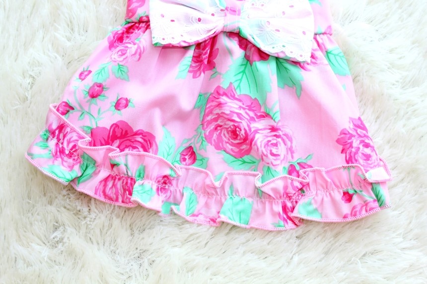 NEW DOG FASHION Flower pattern ruffle puppy dress 