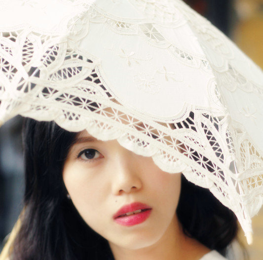 Mini Umbrella Color embroidery lace Ivory, 20 blac