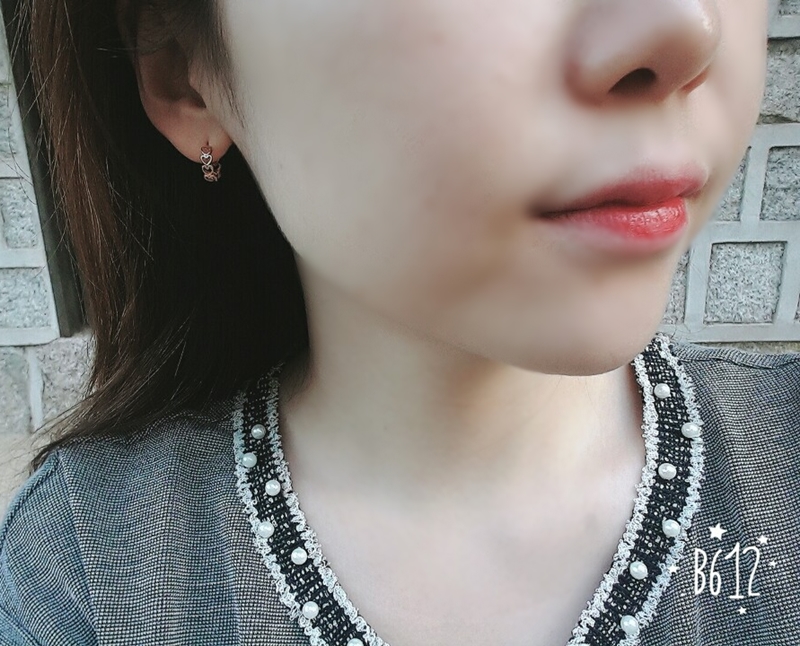 Heart ring earrings 14k One touch 14K cute lovely 