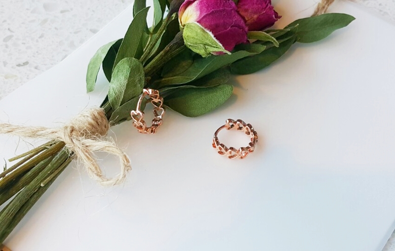 Heart ring earrings 14k One touch 14K cute lovely 