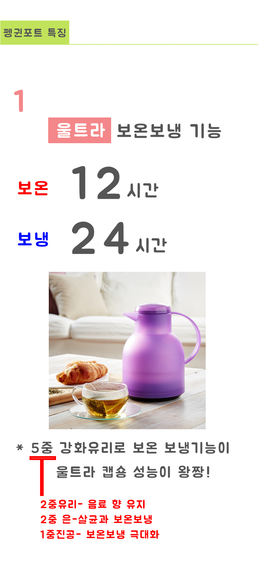 Penguin Port 1L Insulated Cooling Milk Kettle Glas