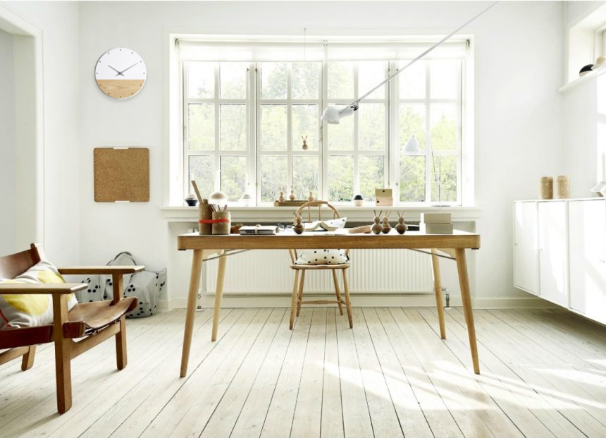 Noiseless wall clock White Yellow Custom made desi