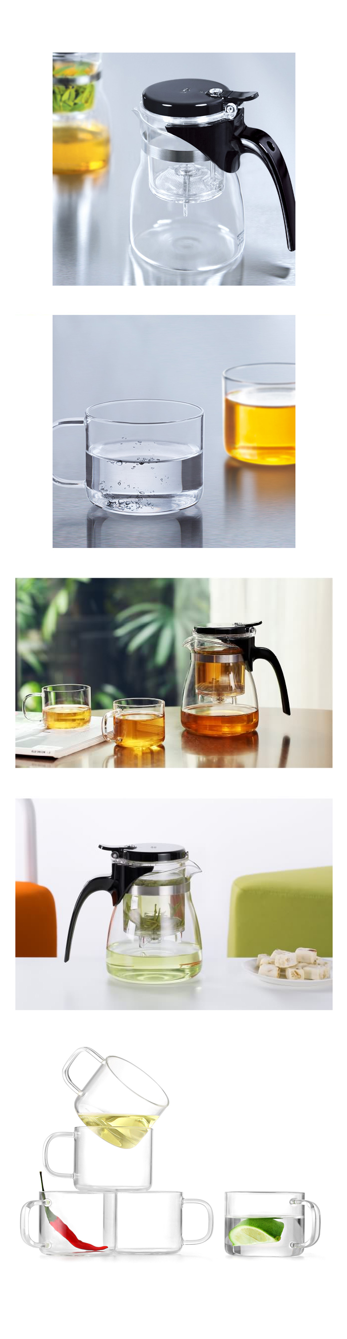 Samaido heat-resistant glass tea pot A12 + cup 2p 