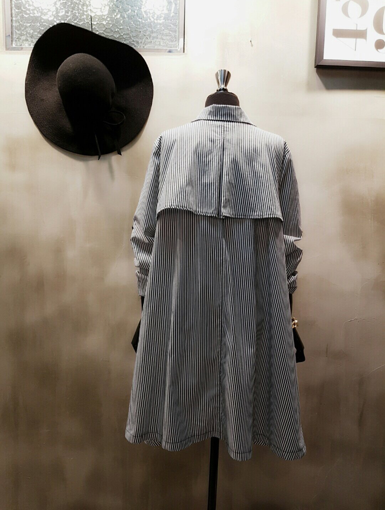 New A-Line Shirt Dress One-Piece Striped Black Nav