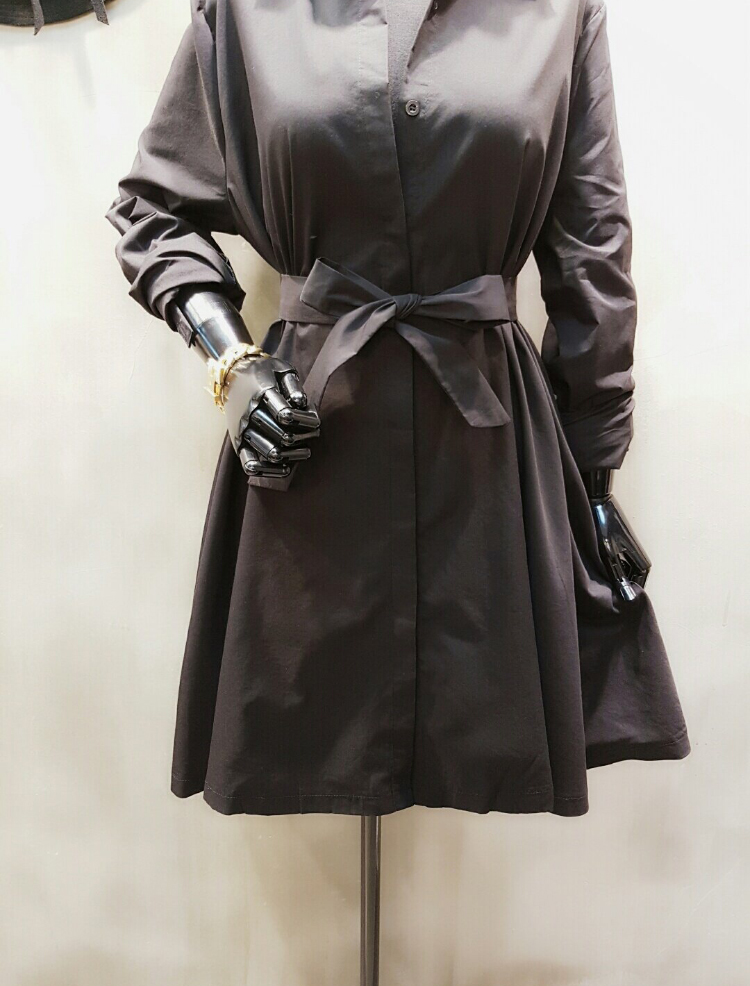 New A-Line Shirt Dress One-Piece Striped Black Nav