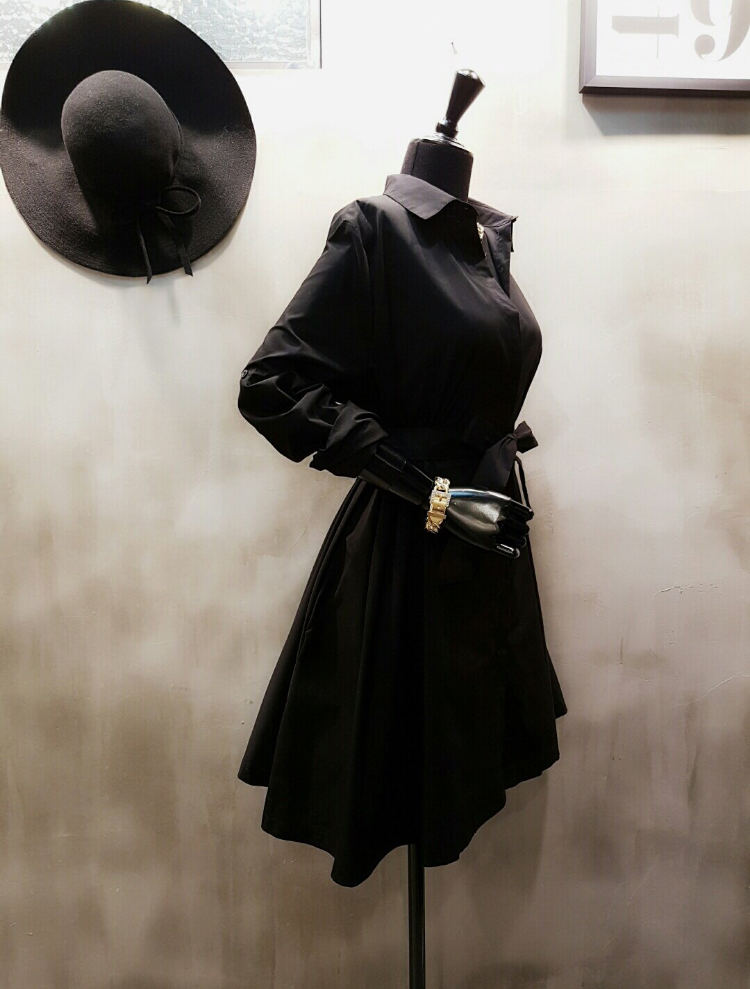 New A-Line Shirt Dress One-Piece Striped Black Nav