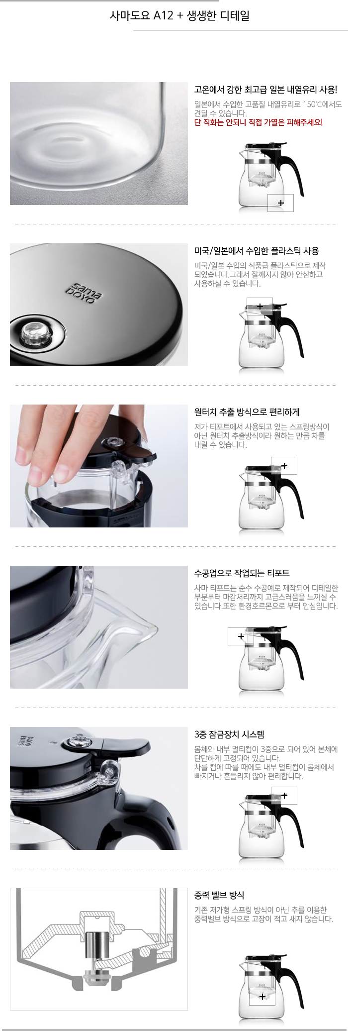 Samaido heat-resistant glass tea pot A12 + cup 2p 