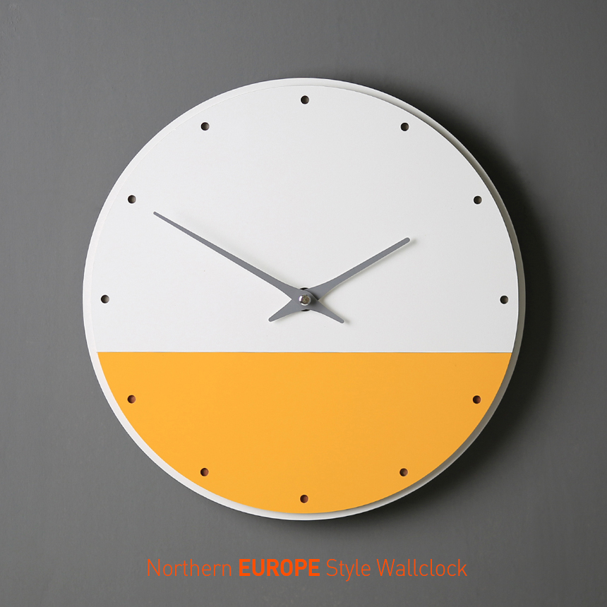 Noiseless wall clock White Yellow Custom made desi