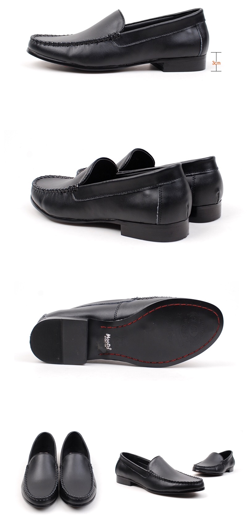 Natural leather Fabric-rich slim slip-on men's 