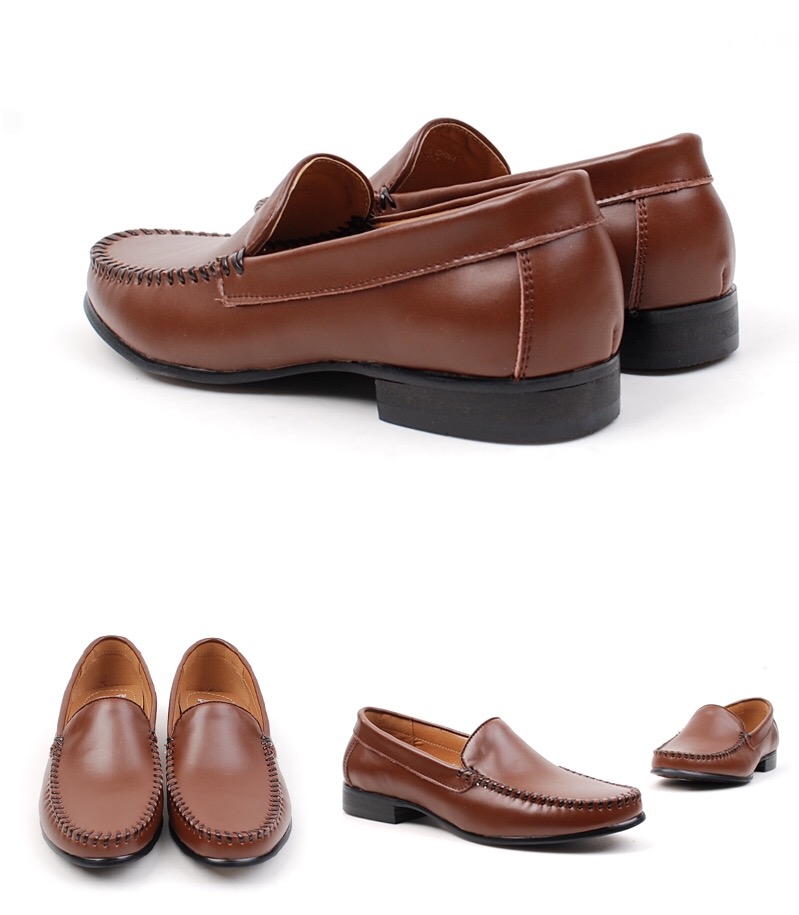 Natural leather Fabric-rich slim slip-on men's 