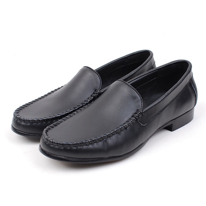 Natural leather Fabric-rich slim slip-on men's 