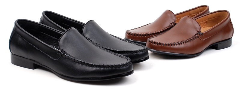 Natural leather Fabric-rich slim slip-on men's 