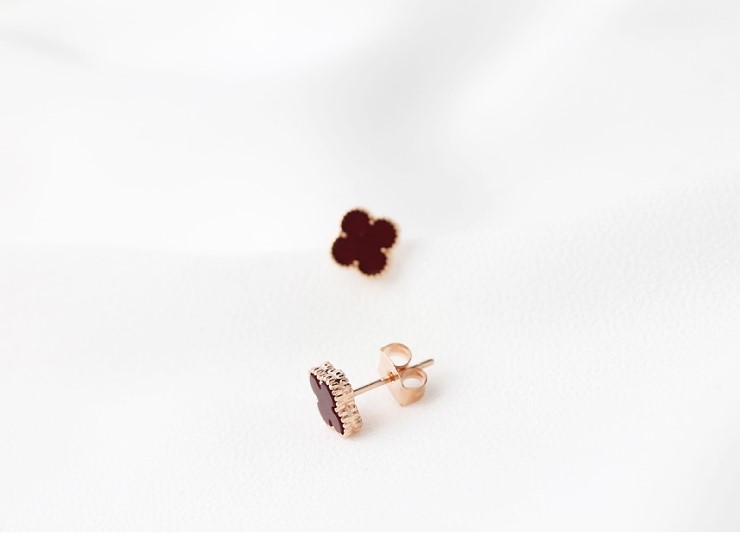 Clover Earrings - Black Wine Classy Fashionable Cu