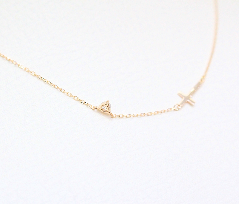 14k Cross Necklace Horizontal Girl Gifts Small