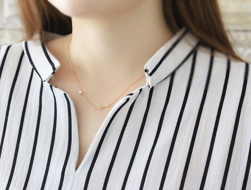 14k Cross Necklace Horizontal Girl Gifts Small