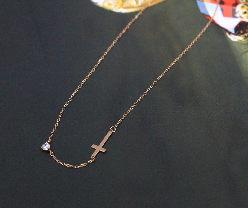14k Cross Necklace Horizontal Girl Gifts Small