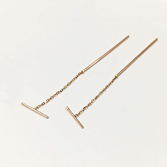 <b><p>14K Long Drop earri L043 Stick chain</p></b><b><p>14K ロング ドロップ イヤリ L043 スティックチェーン</p></b><br /><br /><p align='center'>