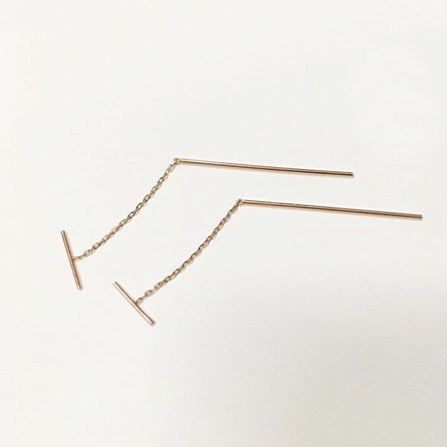 <b><p>14K Long Drop earri L043 Stick chain</p></b><b><p>14K ロング ドロップ イヤリ L043 スティックチェーン</p></b><br /><br /><p align='center'>