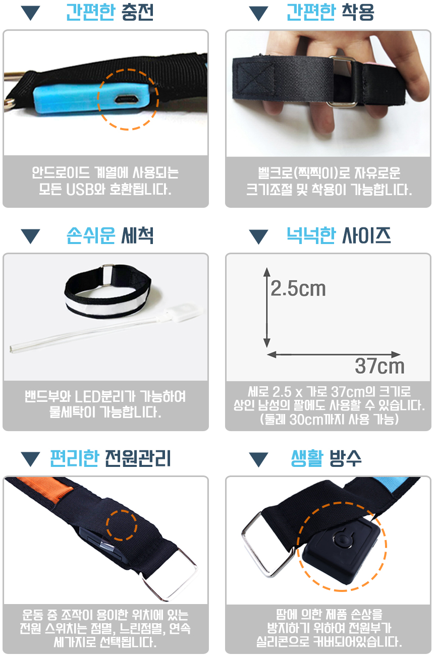 New Bicycle Tool LED Band USB Charging Jogging Glo