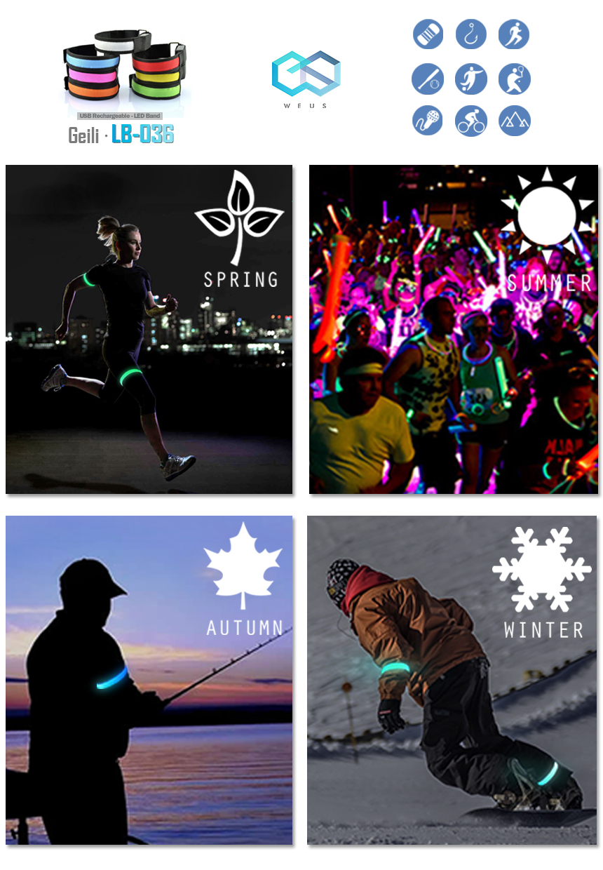 New Bicycle Tool LED Band USB Charging Jogging Glo