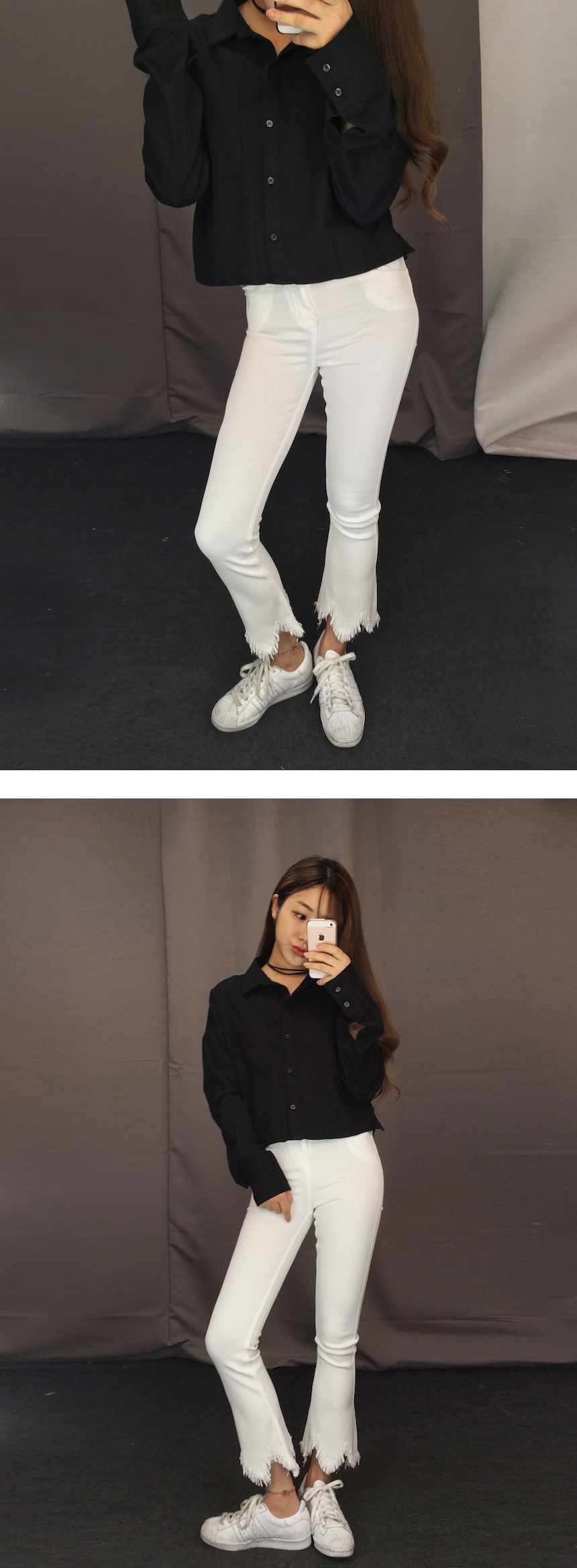 Women Jeans Pants Skirts Boots Cut Pants 2color Je