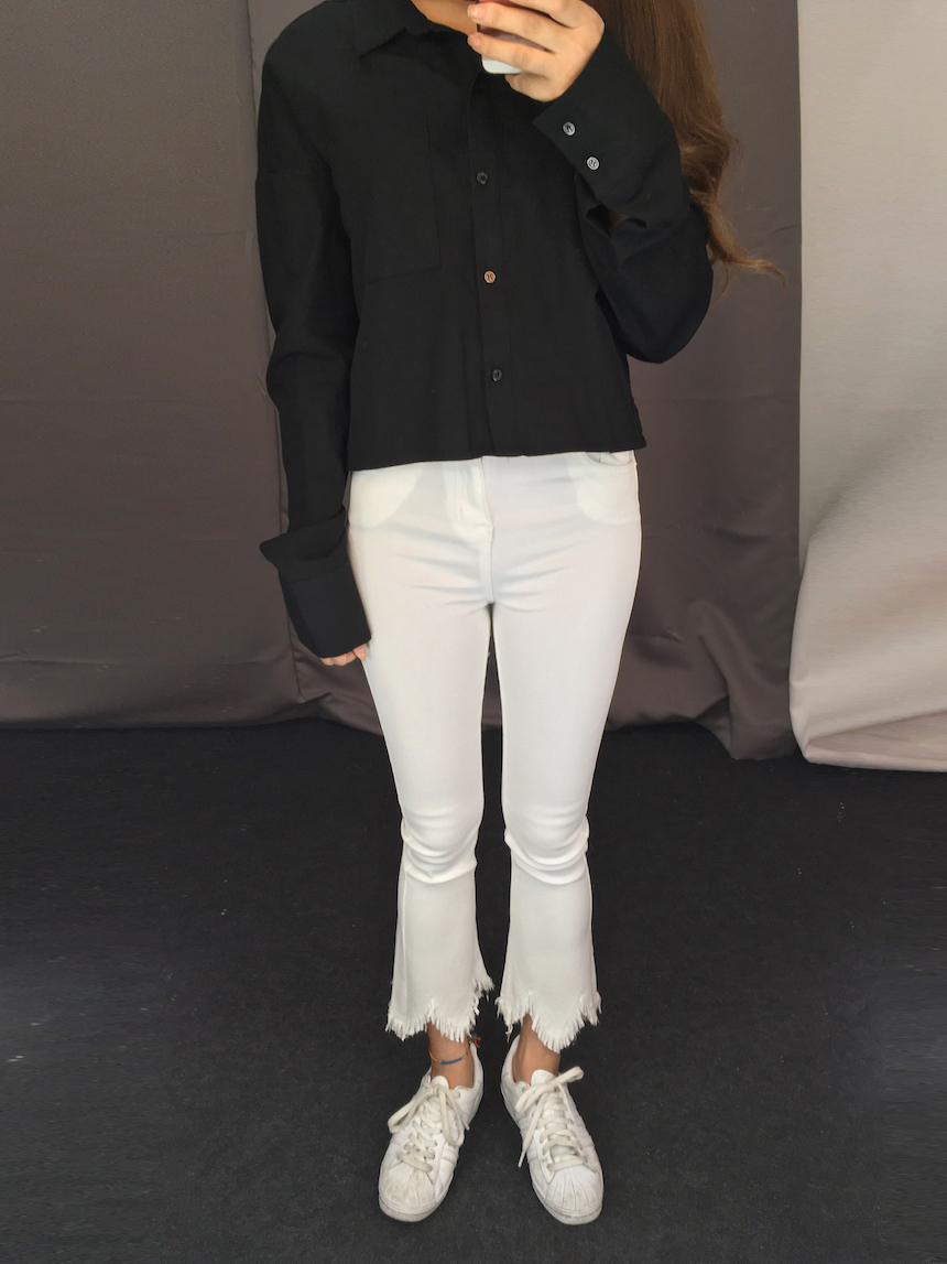 Women Jeans Pants Skirts Boots Cut Pants 2color Je