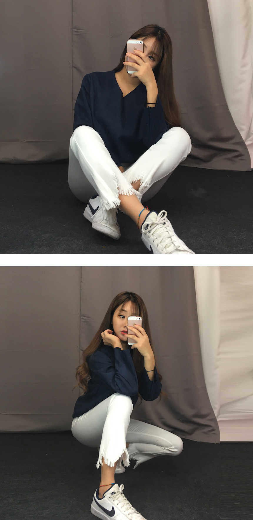 Women Jeans Pants Skirts Boots Cut Pants 2color Je