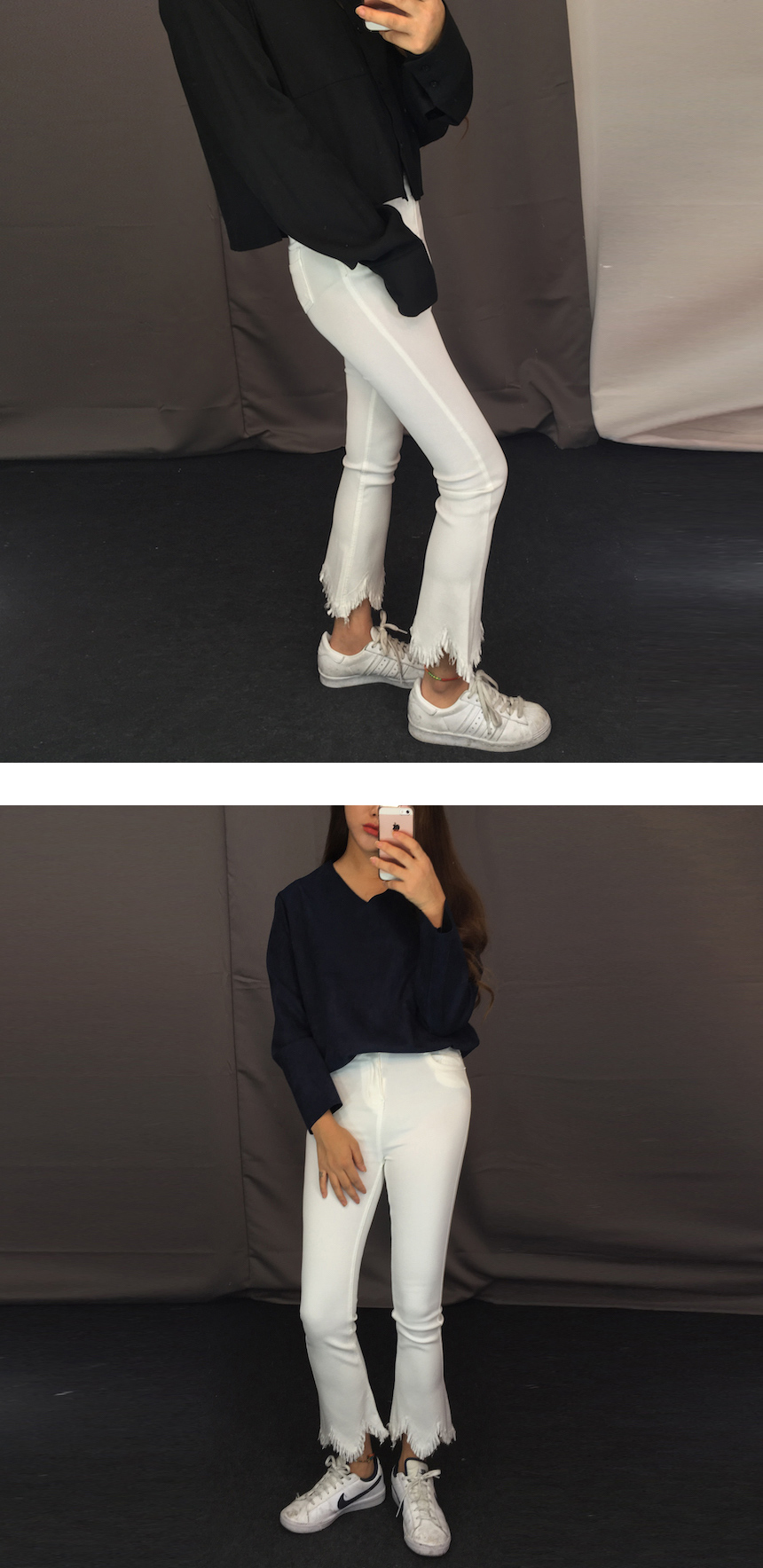 Women Jeans Pants Skirts Boots Cut Pants 2color Je