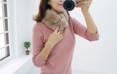 2017FW Rabbit Fur Magnet Shawl Rex Fur Muffler Fur
