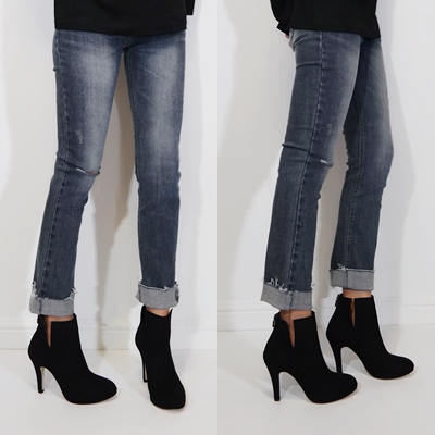 Front sexy suede tax cuts Angle boots Black dirty 