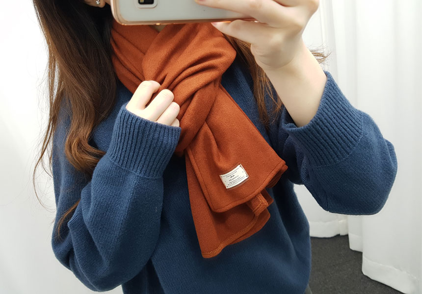Basic Wool Knit Muffler Shawl Mini Petite Couple I