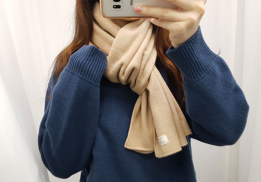 Basic Wool Knit Muffler Shawl Mini Petite Couple I