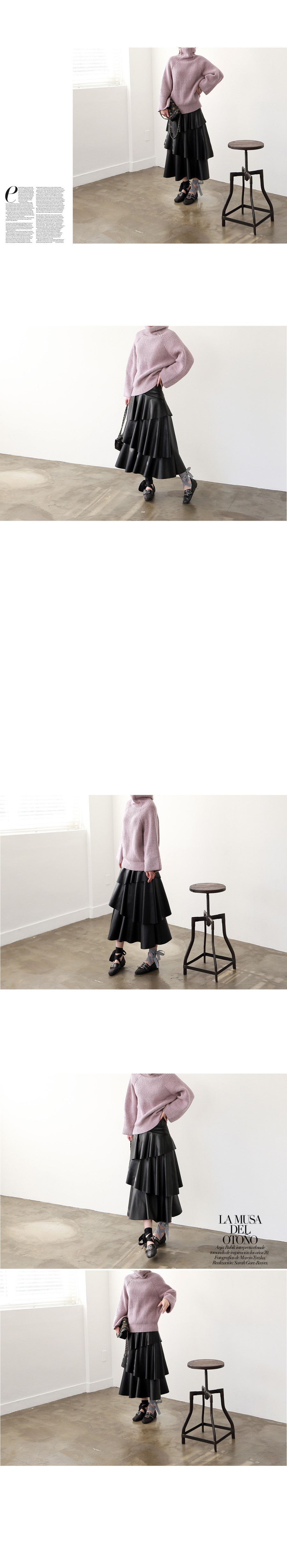 Kankan Long Skirt 2color Leather