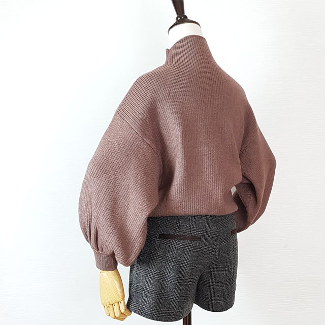 Women Short Pants Herringbone check wool short 3 p