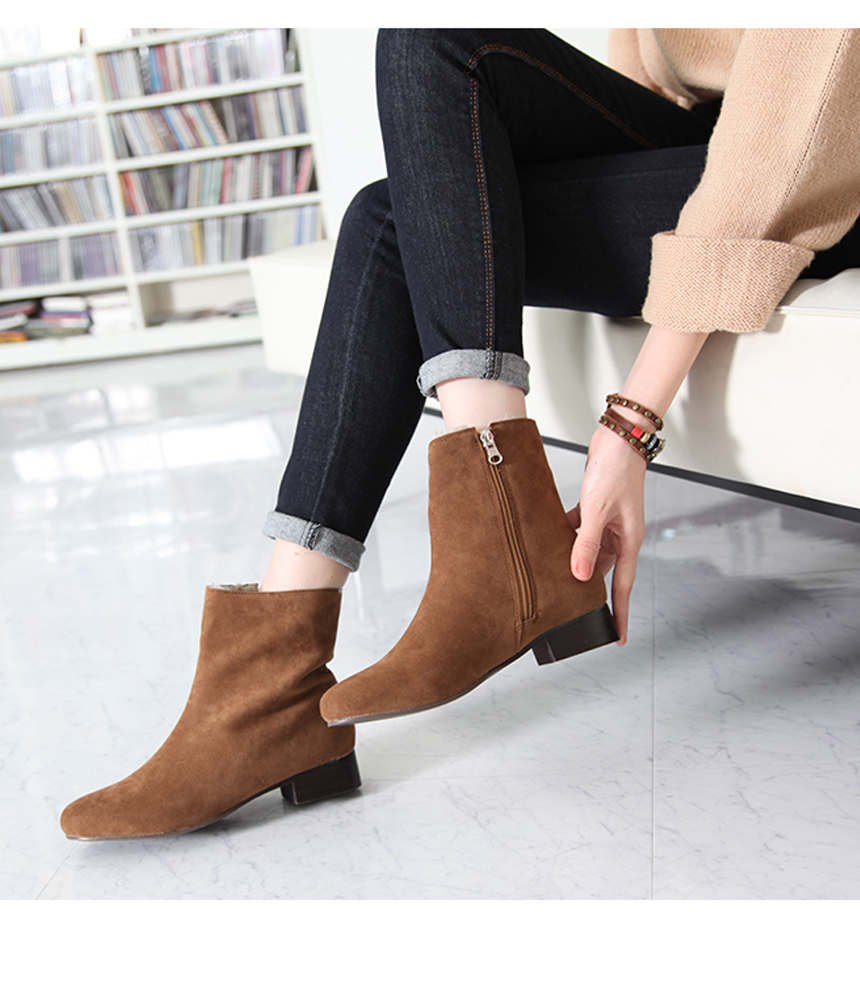 Warm Lining Suede Angle Boots Modern Basic Style 3