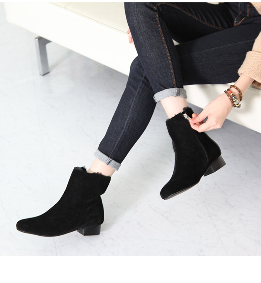Warm Lining Suede Angle Boots Modern Basic Style 3
