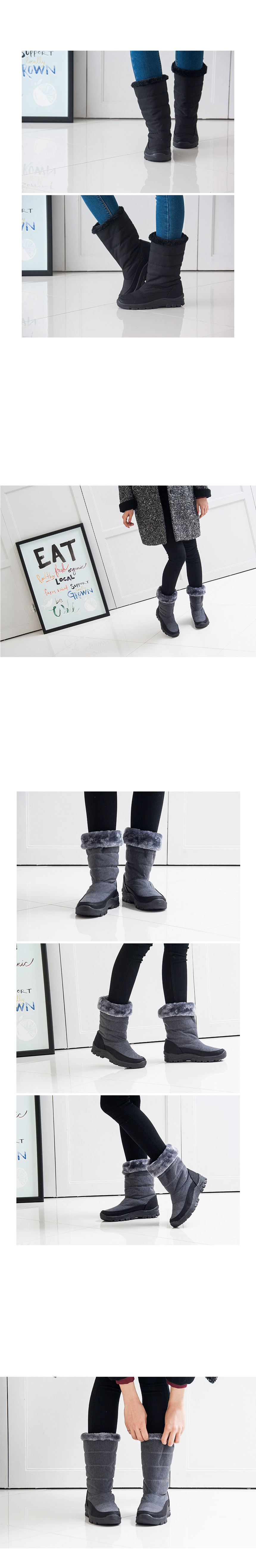 Feather Lining Padded Boots Middle Women's Wint