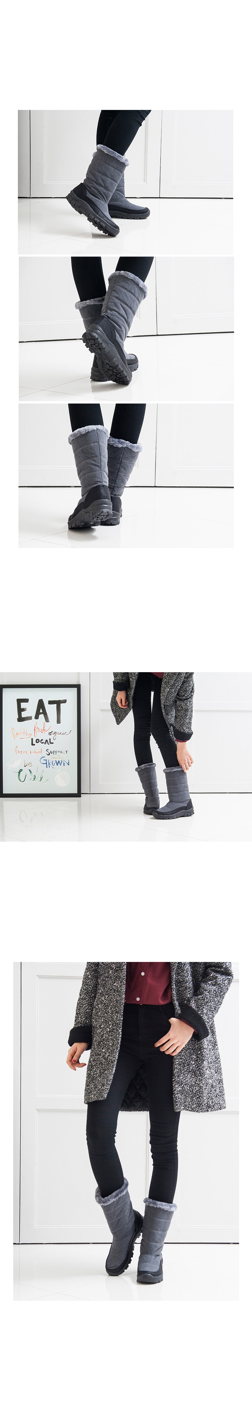 Feather Lining Padded Boots Middle Women's Wint